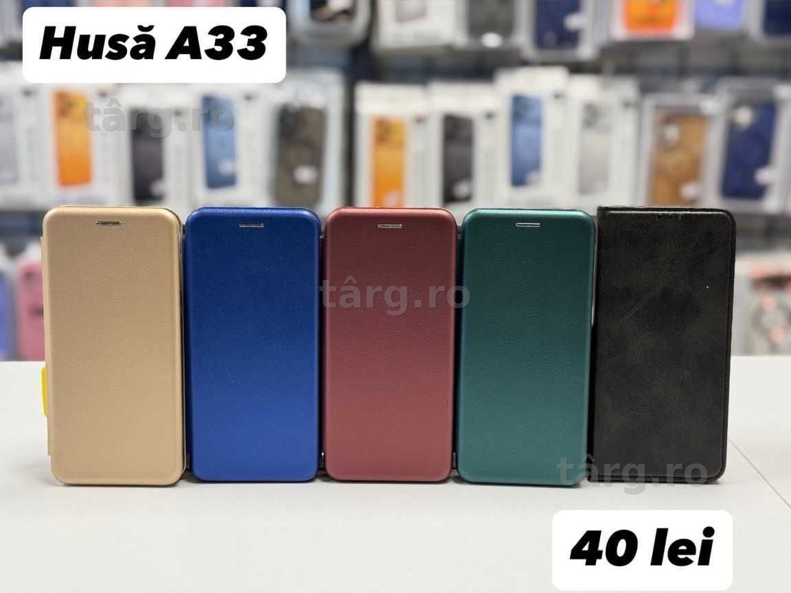 Husa piele ecologica tip carte, folie, cablu, incarcator Samsung A33
