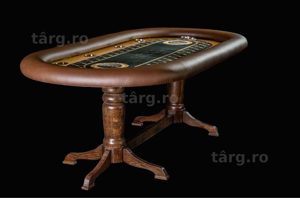 Masa poker + Jetoane Poker Ceramice set CustomTables.eu LOGO tau