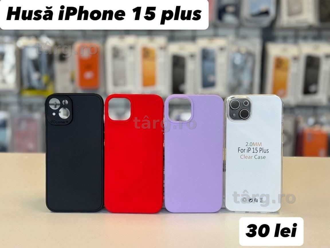 Husa silicon, folie, cablu, incarcator iPhone 15 PLUS