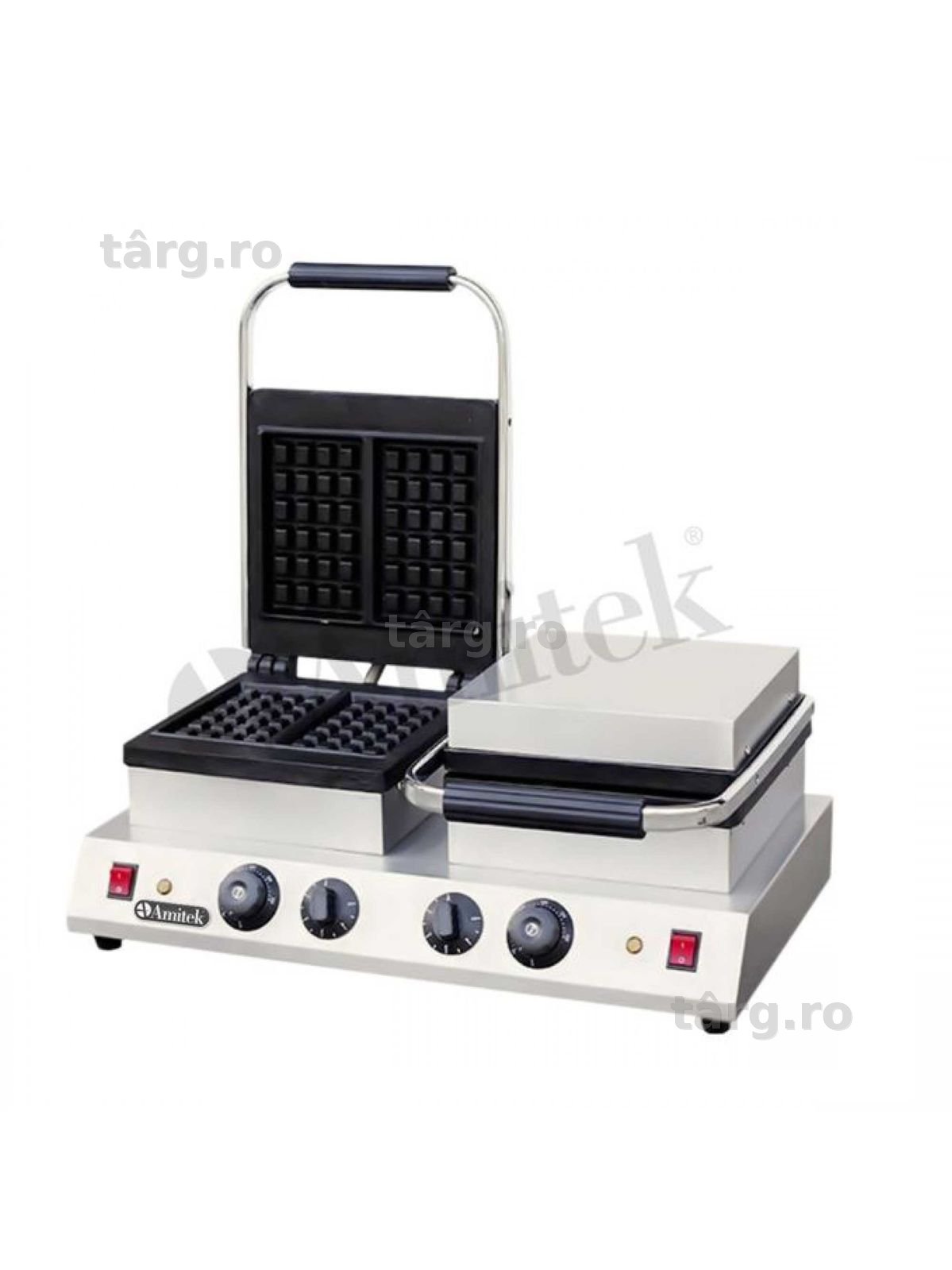 Amitek PG60W - Aparat copt vafe cu 2 zone; Aparat waffe/gofre