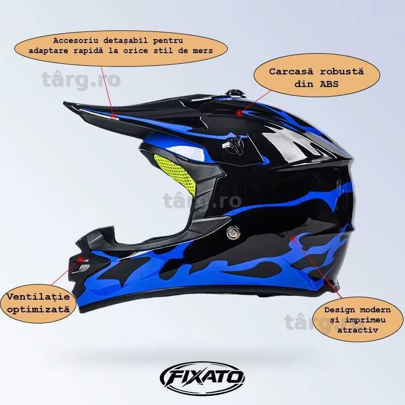 Casca Moto Enduro Cross ATV - S / M / L / XL - Albastru 6