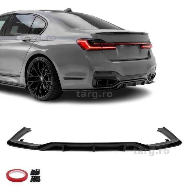 Extensie Difuzor cu Extensii Splitere Laterale Bara M BMW G11 G12 LCI (2019-2022), Negru Lucios, Maxton Style