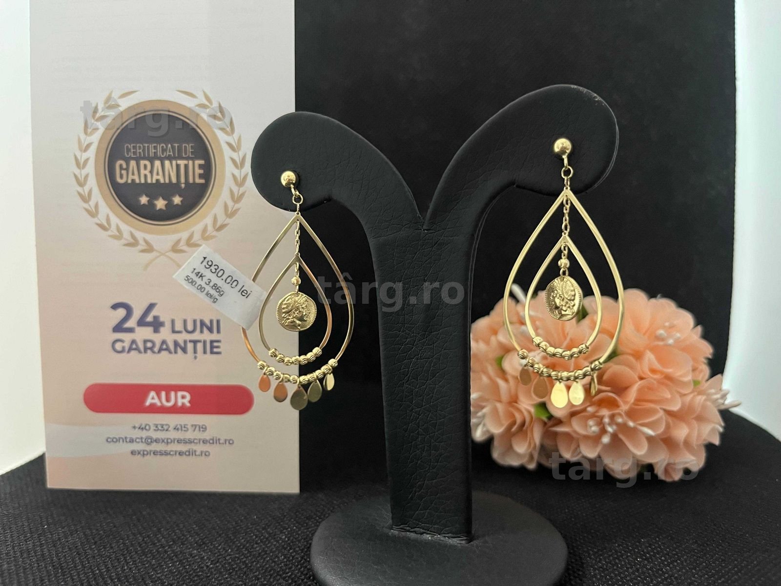 Cercei Aur 14k 3.86g (AG16 Moldova b33184)-Garantie 2 ani! 3