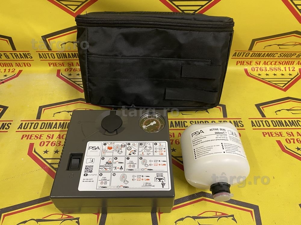 Compresor auto umflat roti soluție kit pană OE Peugeot 120w neutiliza