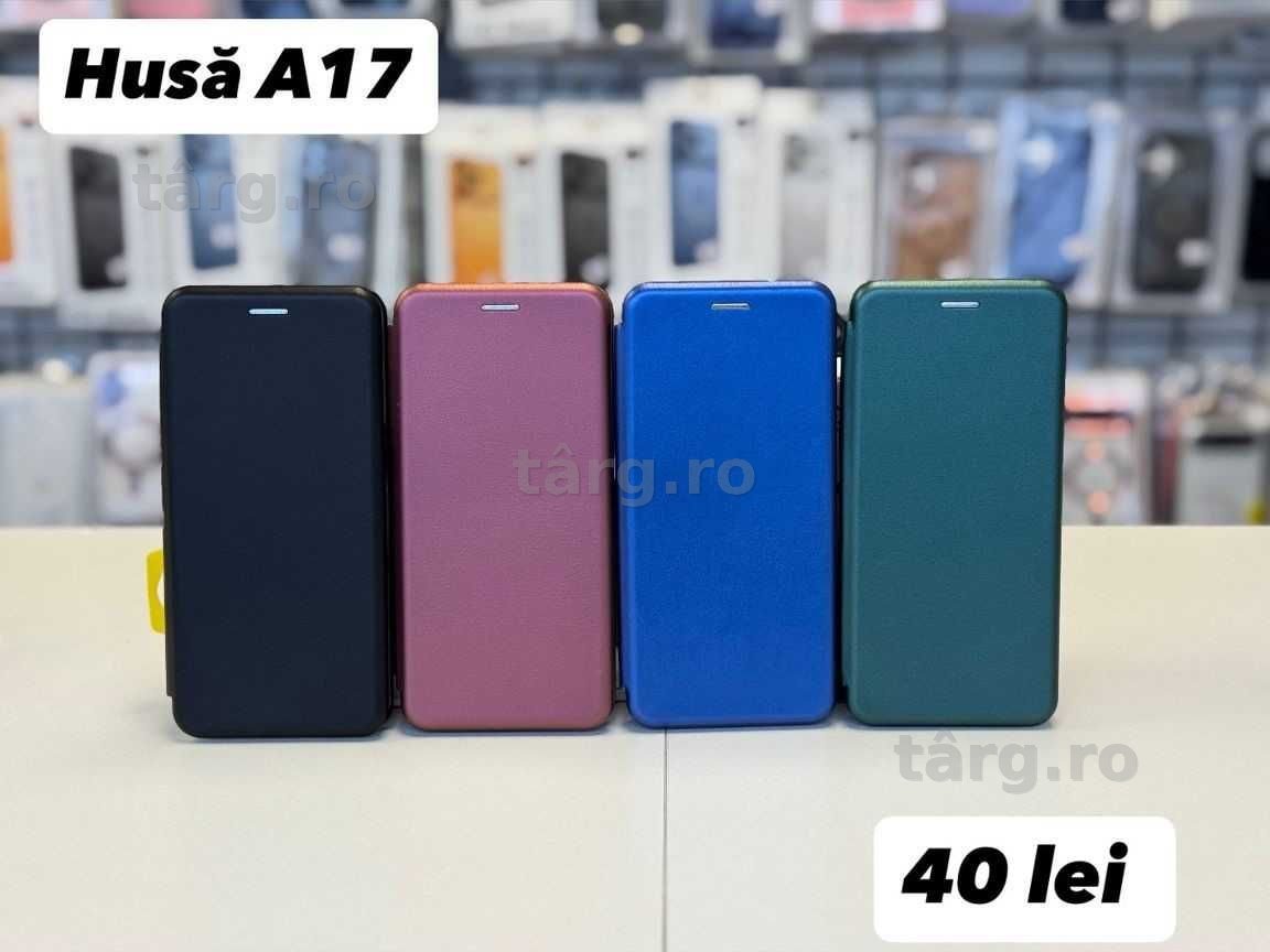 Husa piele ecologica tip carte, folie, cablu, incarcator  Samsung A17