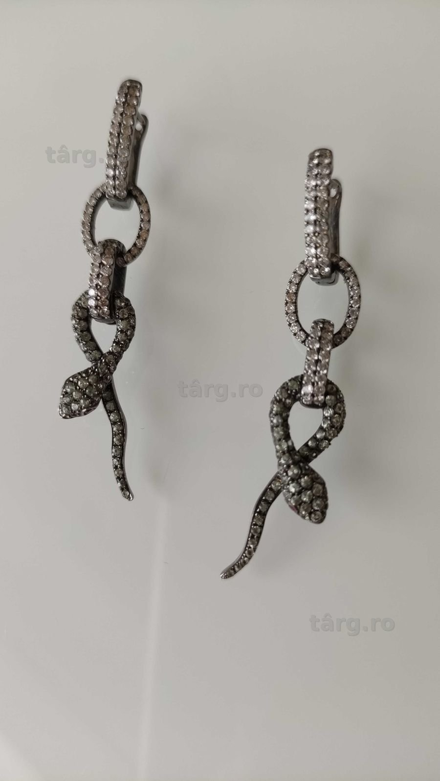 Cercei 18k black gold diamante naturale topaz si rubine