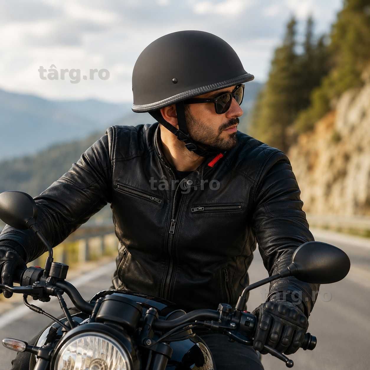 Casca Moto/Scuter Retro German, Interior Confortabil, Prindere rapida, Negru Mat 5