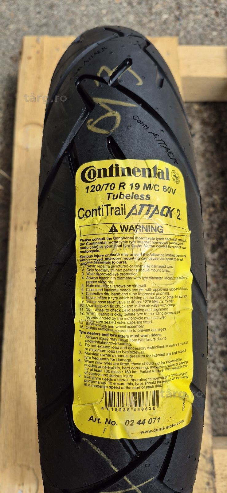 O anvelopa moto noua Continental 120/70 R19M/C. 2