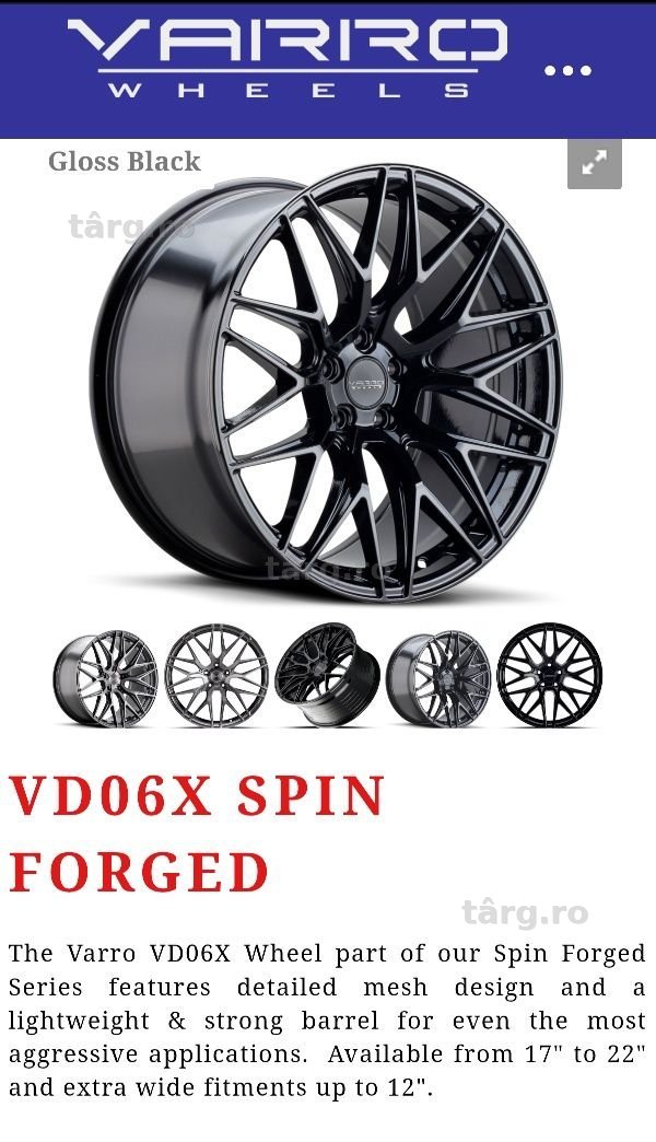 Jante 5 x 114.3 R20  Varro USA  - Full Black Tesla   Toyota  INFINITI Lexus MASERATI Mitsubishi NISSAN Suzuki