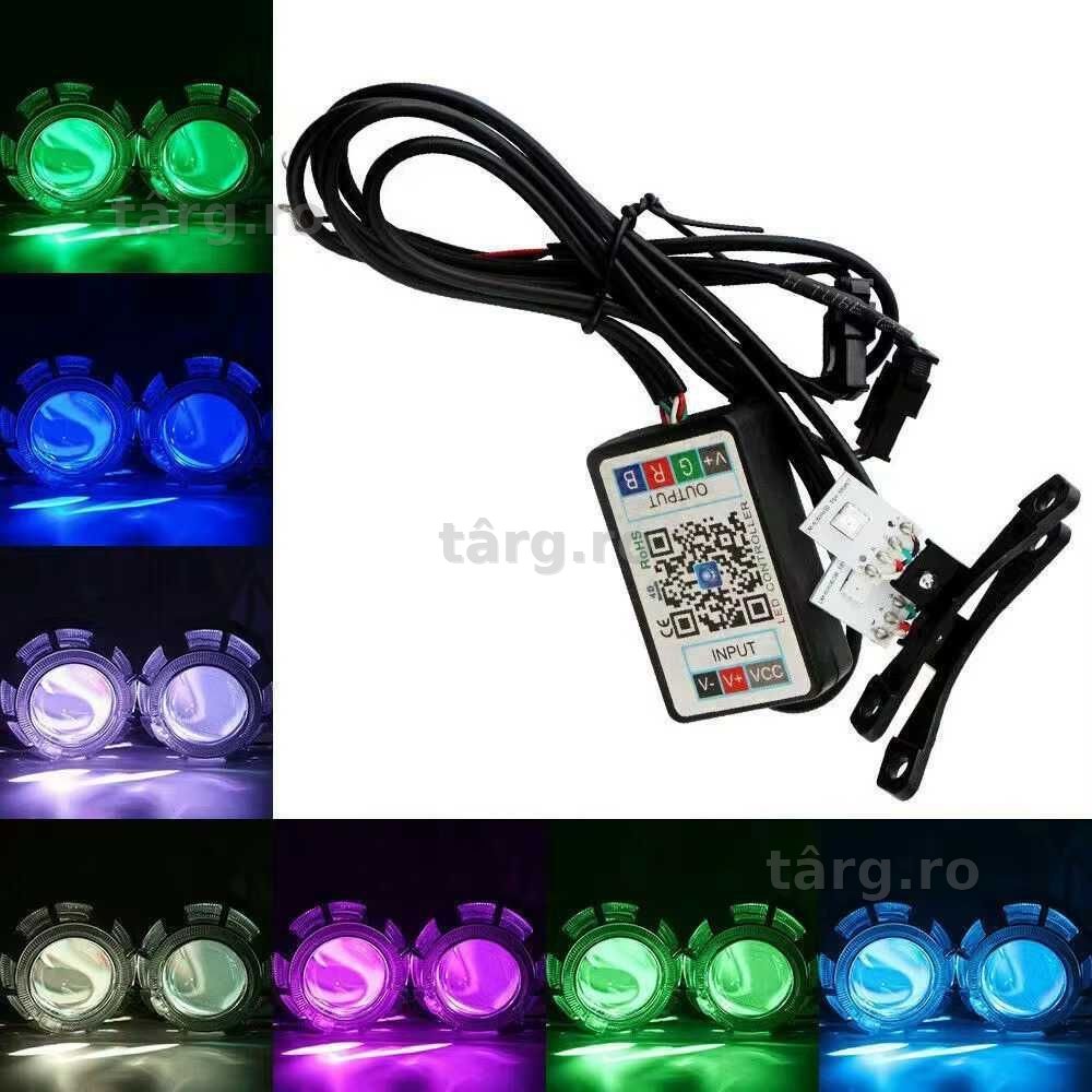 Set 2 Module Modul LED Lupe Leduri Devil Demon Eyes RGB, cu Aplicatie