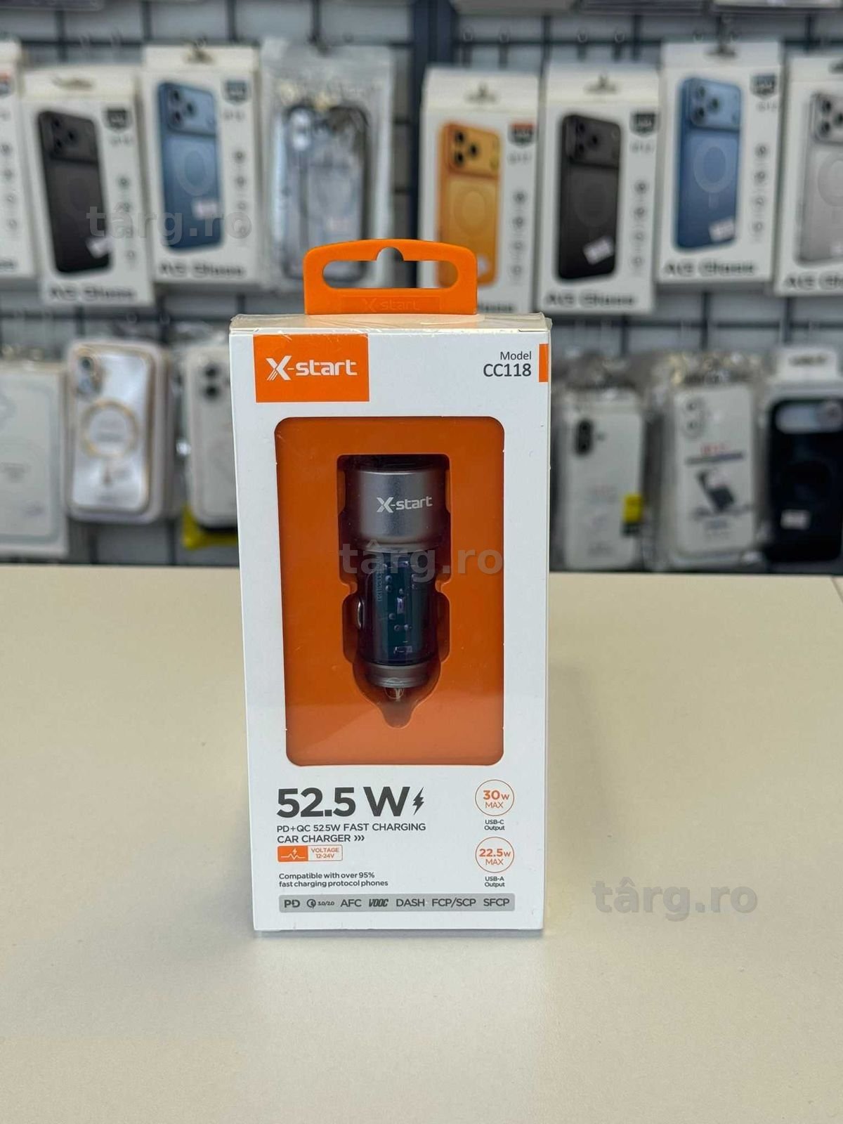 Incarcator Auto , Port USB si Type-C, Incarcare rapida 52.5W, Gri 2
