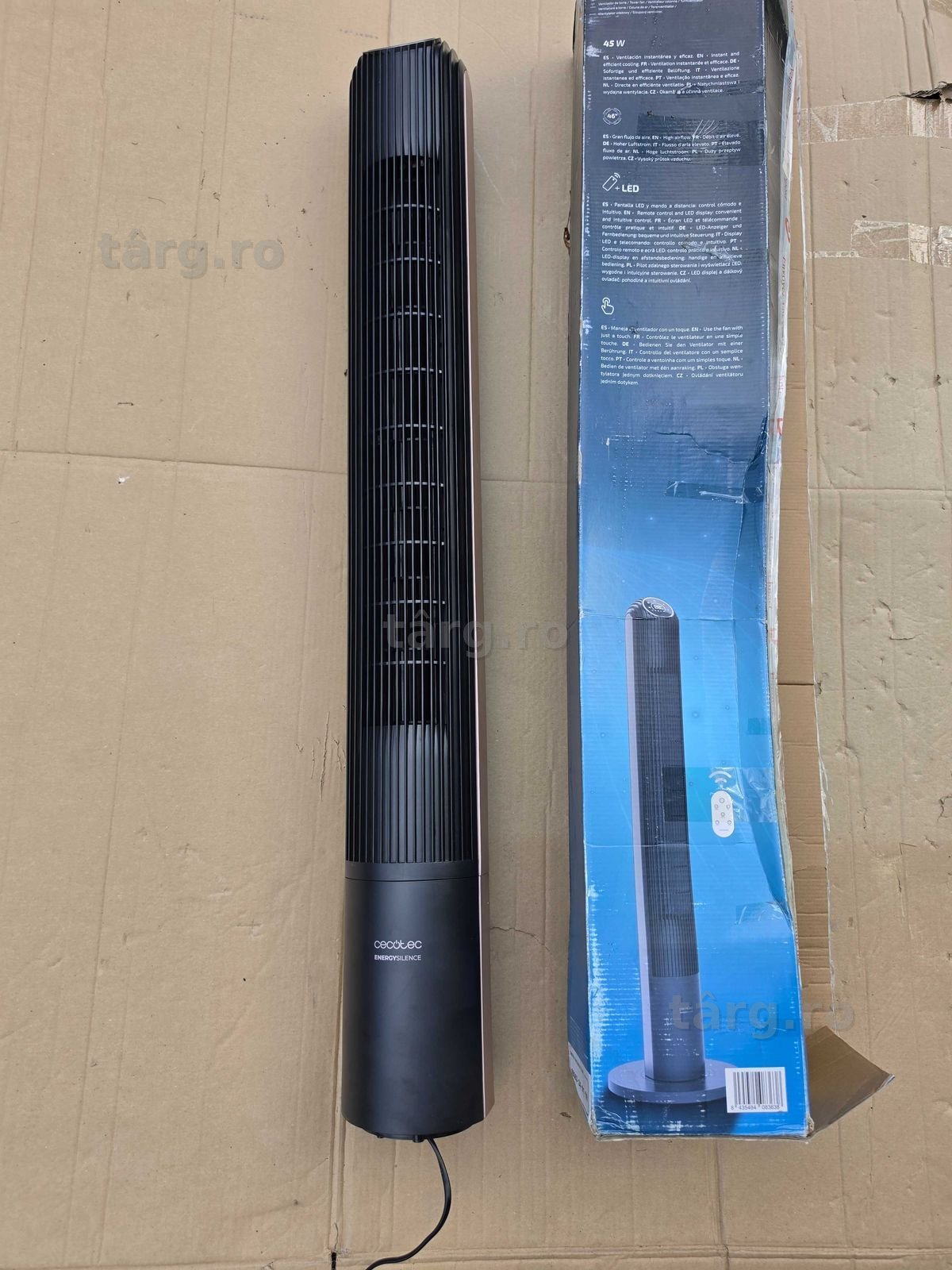 Ventilator turn Cecotec EnergySilence 9150 Skyline Smart Design, 116 cm, 45W, oscilare 70 grade