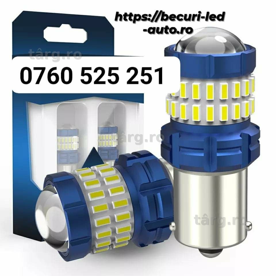 Set Două Becuri Led P21W-BAU15S-1156/T20 7440-7443 Alb-Rece-Rosu