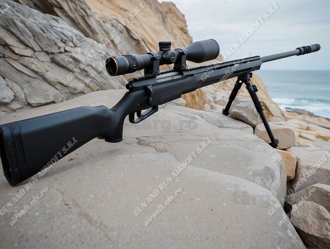 Pusca Airsoft *Manuala* + LUNETA Cu Aer Comprimat Arc + Munitie TOTALA
