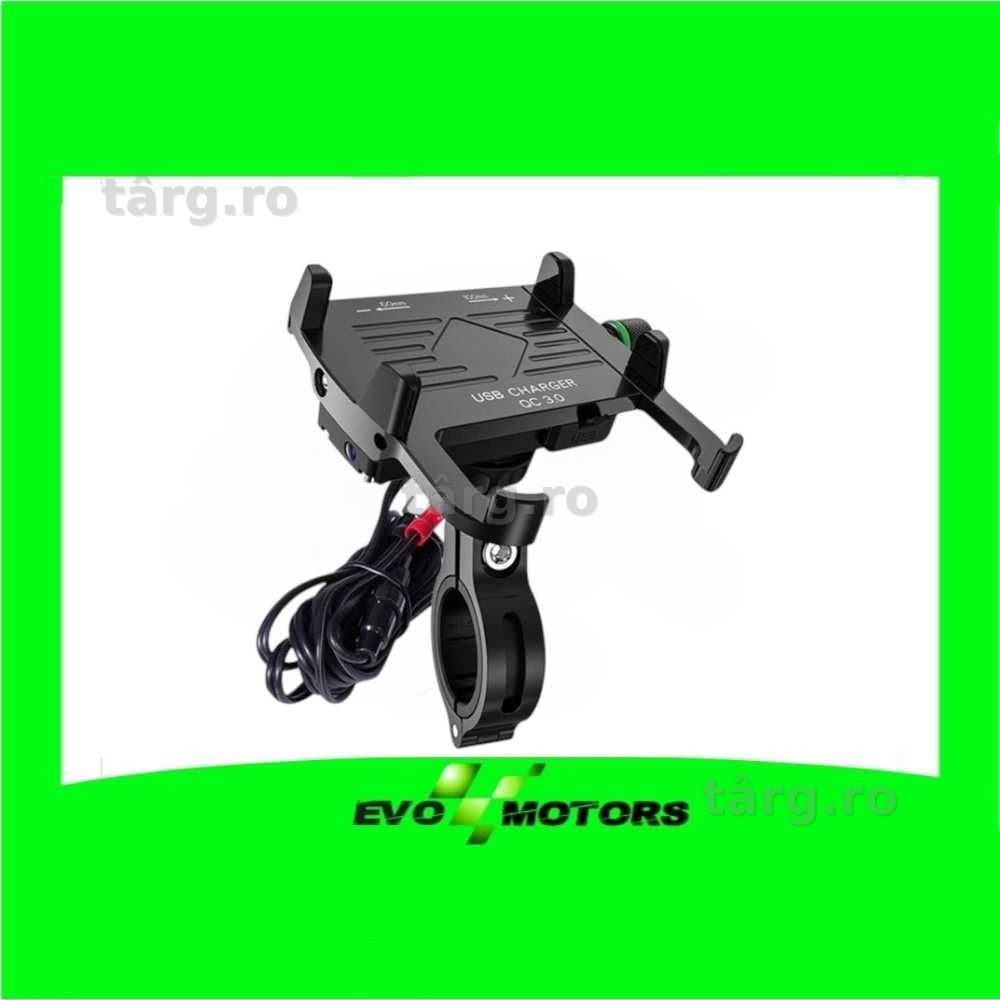 Suport Telefon Atv, Moto, Bicicleta, Strangere Manuala, Incarcare USB