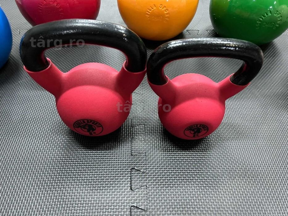 Pachet Kettlebell de fier, acoperit cu cauciuc - 14 KG: 6 + 8 KG