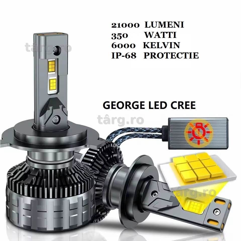 Set Două Becuri Led H7  350W/21000Lm/6000K/Pro Can-bus 100%