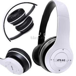 Casti wireless over-ear cu microfon MP3 player slot card SD radio FM