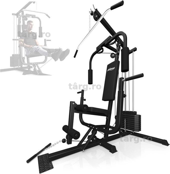 Stație fitness, greutăți de 40 kg, reglabil, scripete