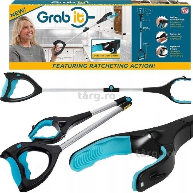 Cleste pentru ridicare obiecte cu LED pentru seniori pliabil 82 cm
