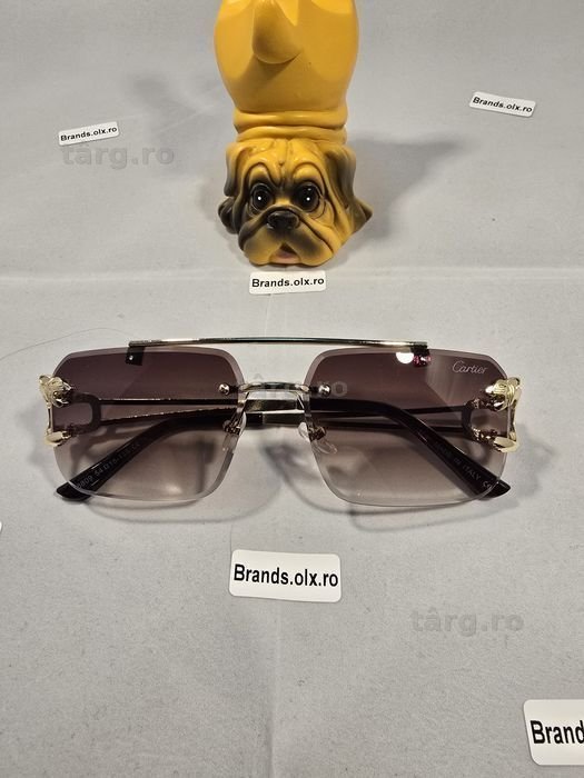 Set Ochelari de soare Cartier, Gold Frame, Brown Lenses, 880