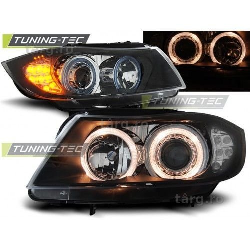 Faruri BMW E90/E91 03.05-08.08 ANGEL EYES BLACK LED - NOI