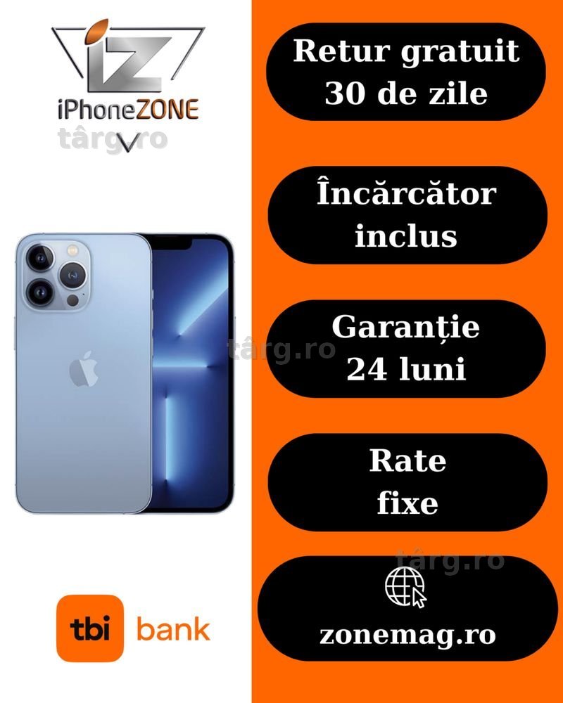 Iphone 13 Pro Max 256GB 100% Albastru Garantie Rate BuyBack - zonemag.ro