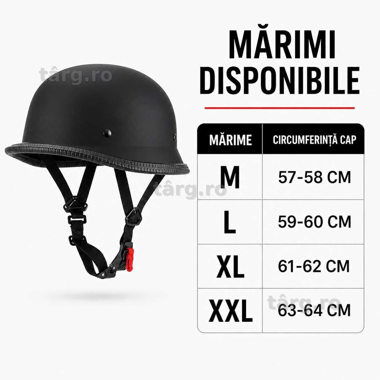 Casca Moto/Scuter Retro German, Interior Confortabil, Prindere rapida, Negru Mat 3