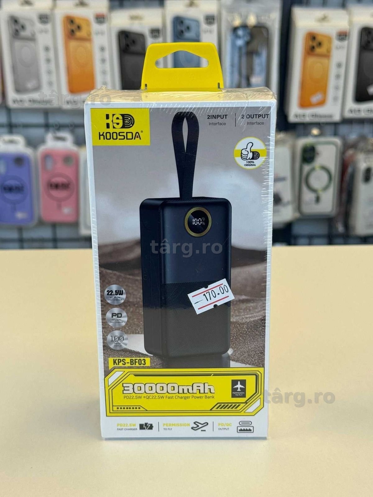 Baterie Externa 30.000mah,incarcare rapida, 22.5w,cablu type-c