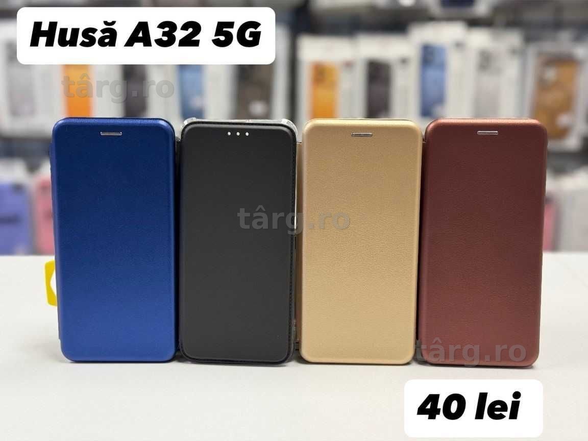 Husa piele ecologica tip carte, folie, cablu, incarcator Samsung A32 5G