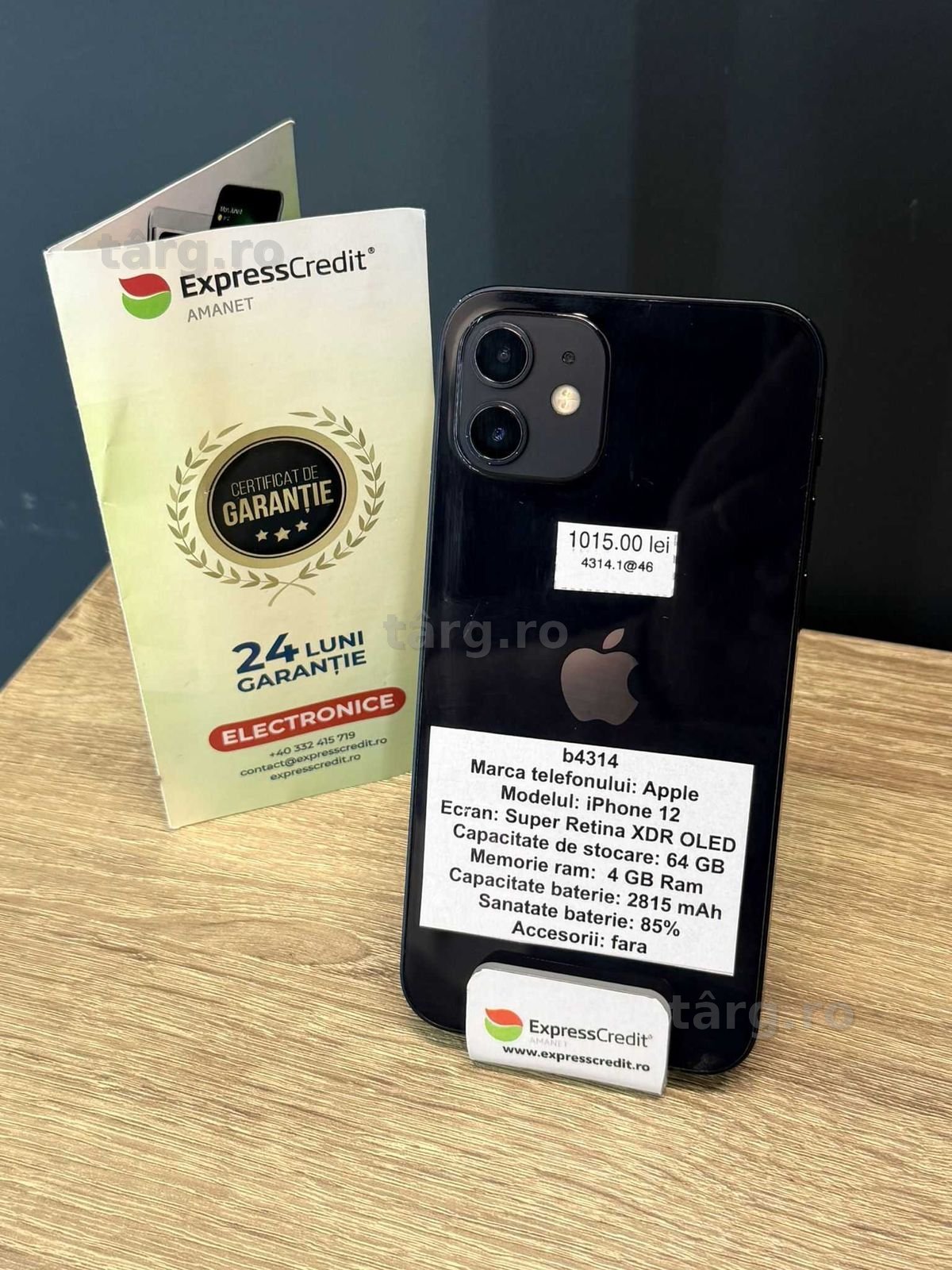 iPhone 12 64Gb 85% bateria (Ag 51 Mall Barlad b4314) - Garantie 2 ani!