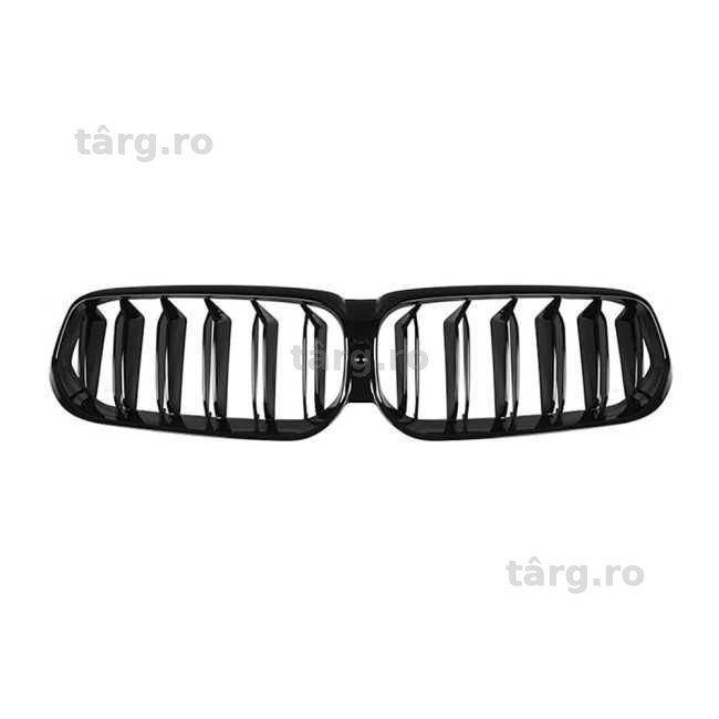 Grila Dubla Grile Nari Duble BMW G32 GT 2020+ LCI Facelift, Negru Lucios, compatibil Camera