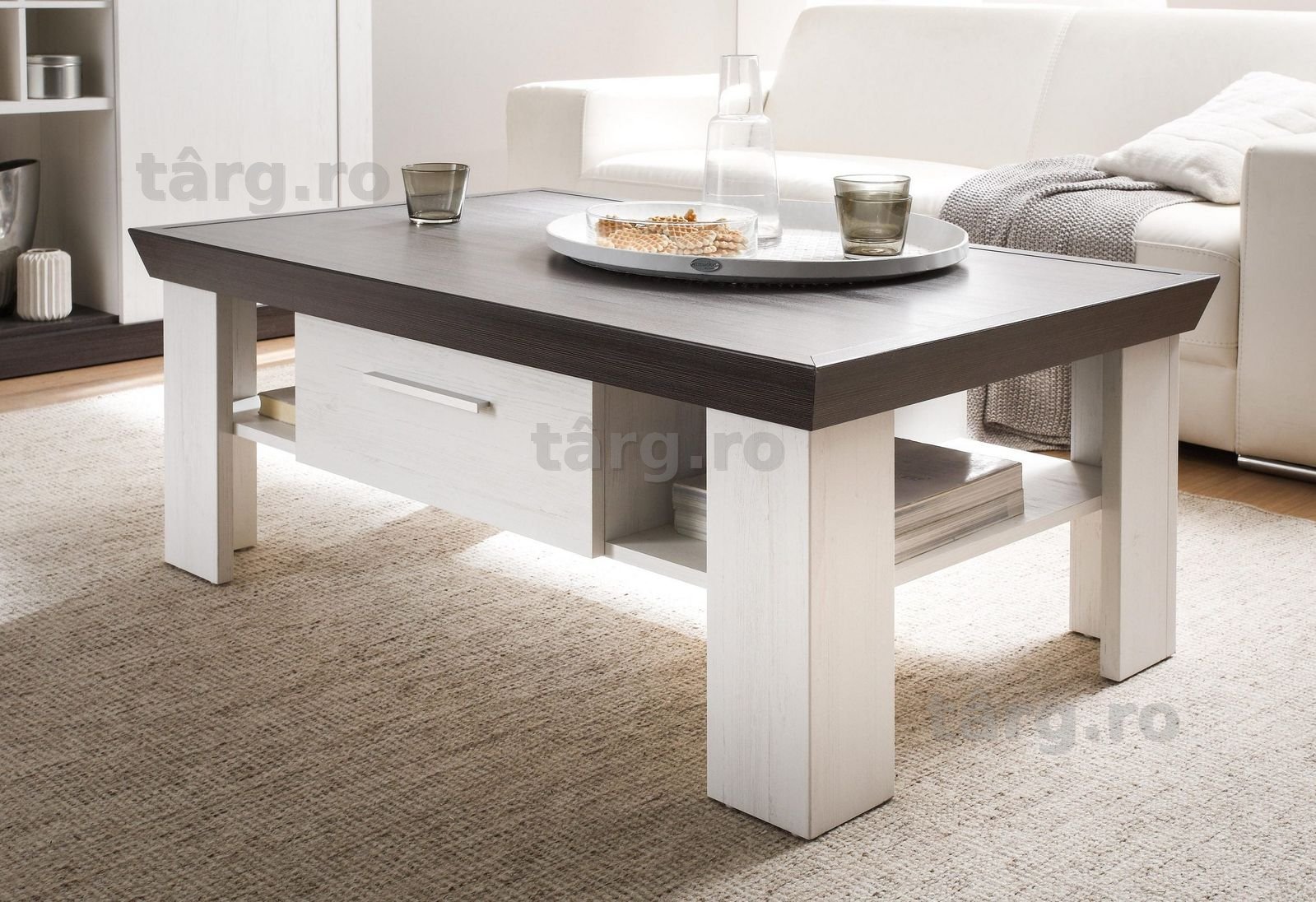 Masuta de cafea Siena, cu doua sertare, 110 cm