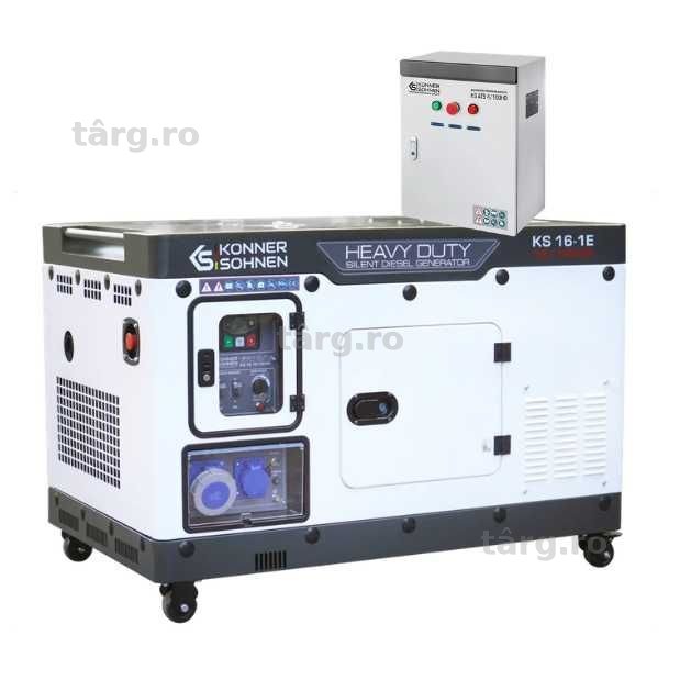 Generator de curent Konner & Sohnen KS16-1E ATS Silent  16 kVA 230V diesel Heavy Duty insonorizat cu ATS