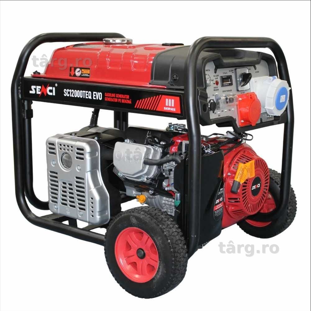 Generator de curent SENCI SC12000TEQ EVO P.max=9.5kW 230V/400V, roti si manere incluse, motor benzina, fara ATS
