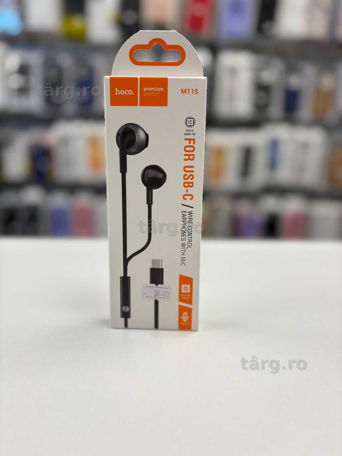 Casti cu Fir Hoco M115 USB-C, 1.2m Cablu 3