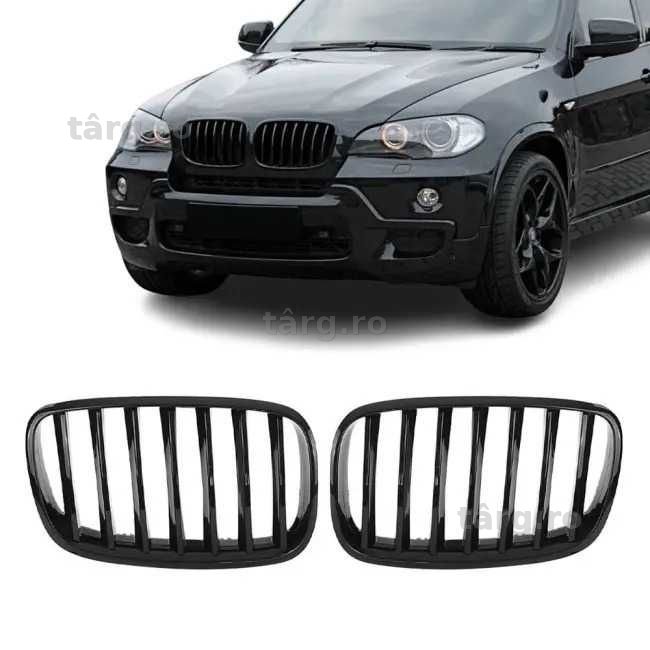 Grile Bara Nari Simple BMW X5 X6 E70 E71, Capace Oglinzi, Negru Lucios, Produse NOI