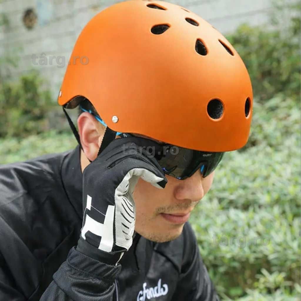 Casca protectie Bicicleta/Trotineta, Ultra Usoara, Marime reglabila, Portocaliu 5