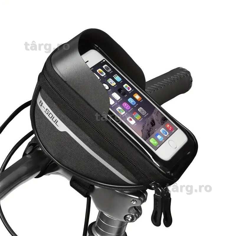 Suport de telefon Bicicleta/Moto/Scuter/Trotineta, montare pe ghidon, rezistent la apa, cu spatiu depozitare