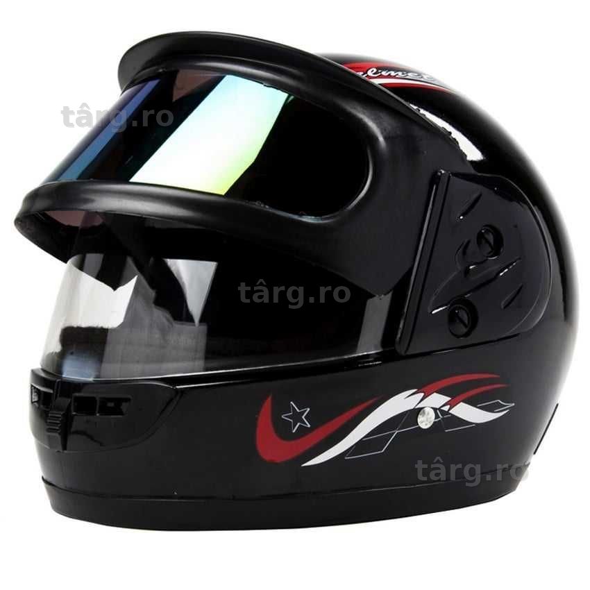 Casca Moto/Scuter/ATV, viziera dubla, marime universala, Negru