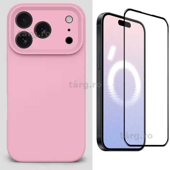 Husa Silicon ( diverse culori ) si Folie Sticla iPhone 13 Pro Max 5