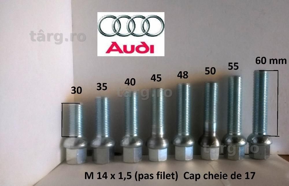 Prezoane lungi Audi pt jante aliaj 27 - 65  mm filet