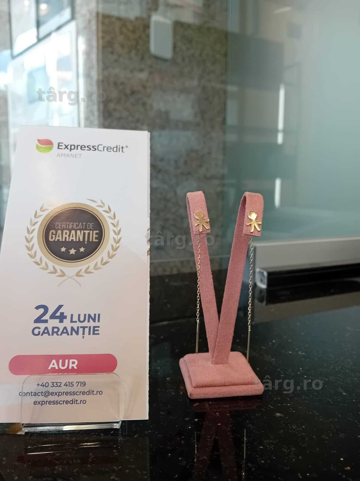 Cercei aur cu lant si copii 14k 1.60g (Iulius Mall)(B-356) Garantie 2 ani!