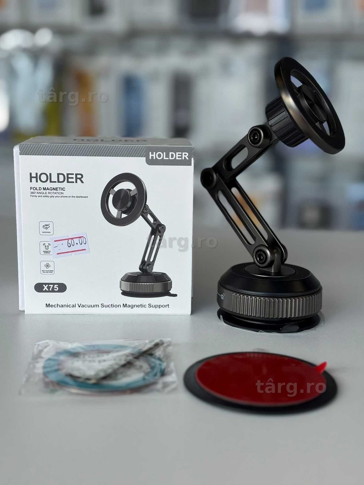 Suport auto magnetic cu vacuum, fixare puternica 2