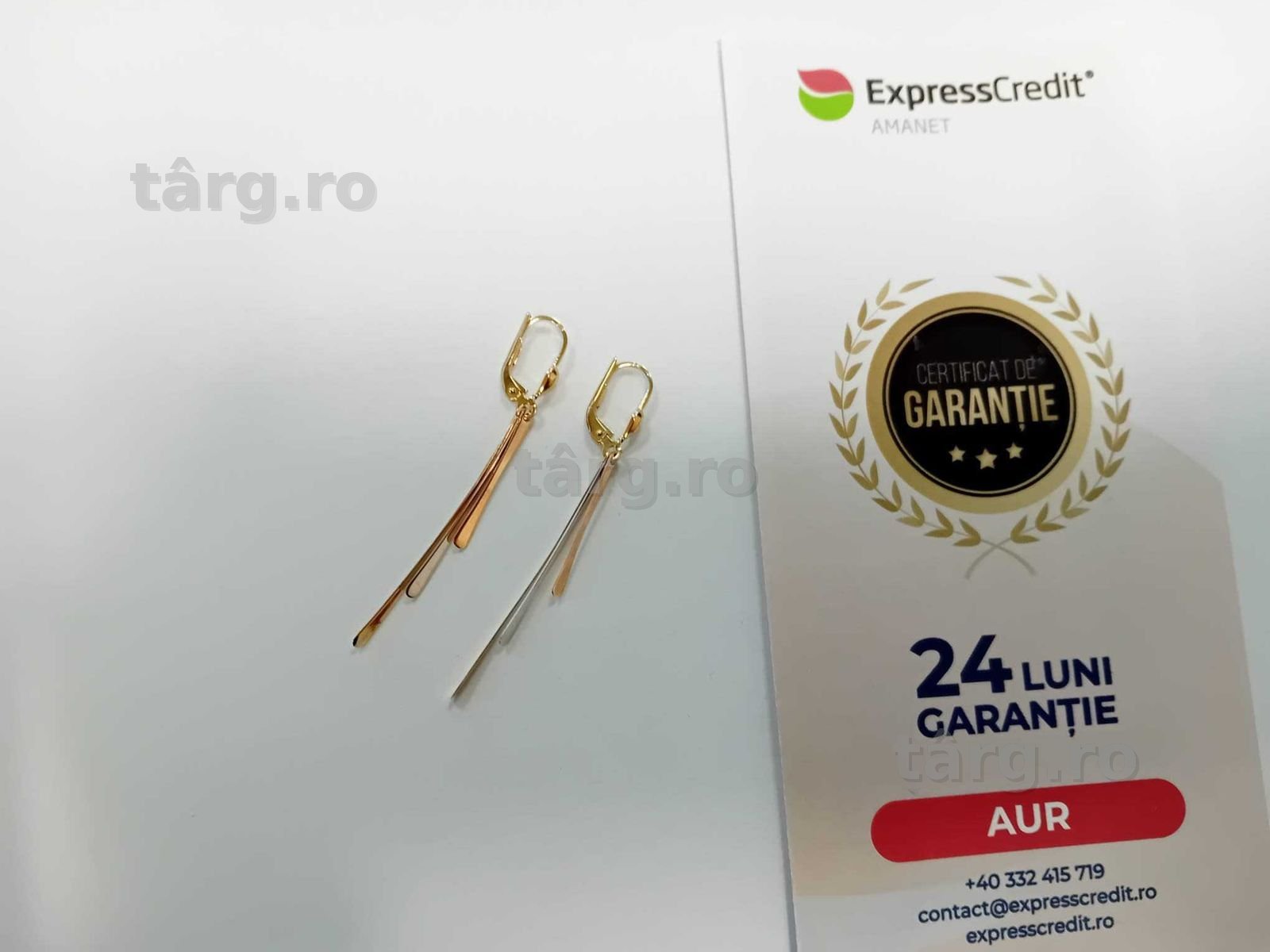 (Ag33) Cercei Aur 14K/Garantie 2 ani 2