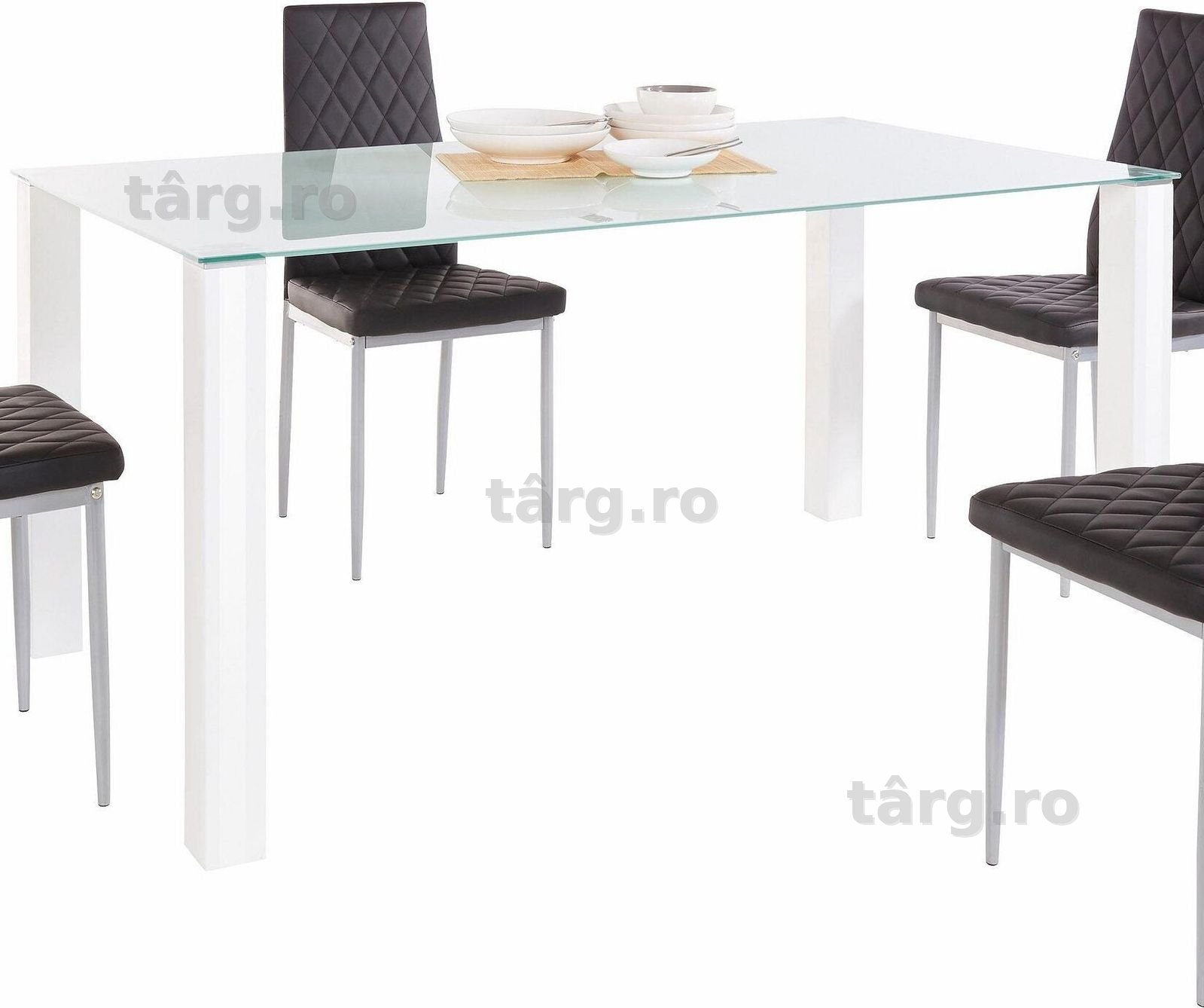 Masa sticla Home, alb, 160 cm