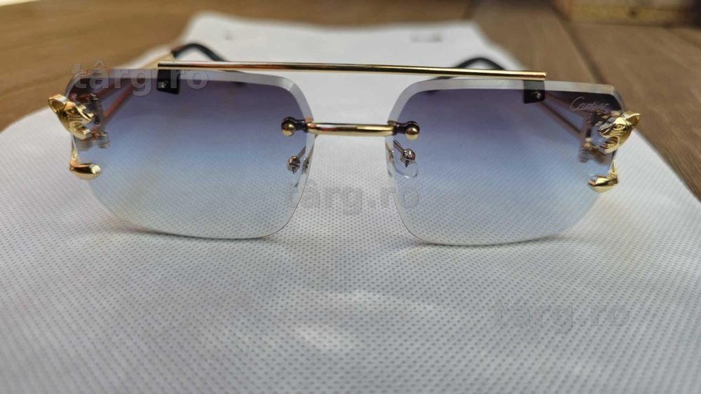 Ochelari de soare Cartier Rimless 8809 lentila albastra degrade
