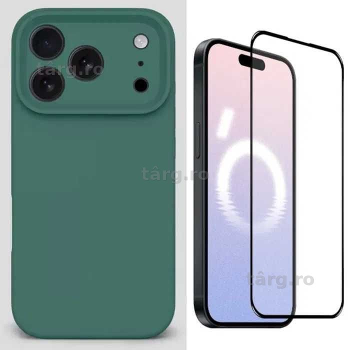 Husa Silicon ( diverse culori ) si Folie Sticla iPhone 13 Pro Max 6