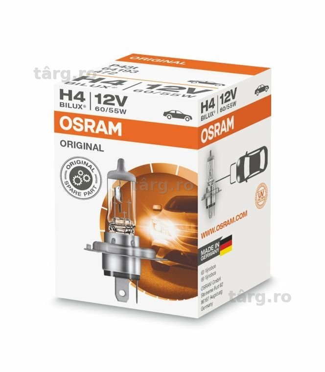 Becuri Auto Osram H1,H4,H7,H11,W5W,WY5W,C5W,P21W,PY21W,W16W,T20,T25