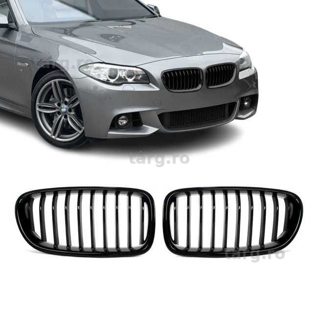 Grile Bara Fata Nari Simple BMW Seria 5 F10 F11, Negru Lucios